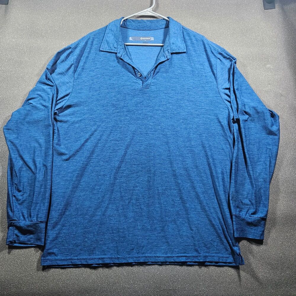Naviskin Men's XL Blue Long Sleeve Performance Polo Shirt Moisture Wicking Golf